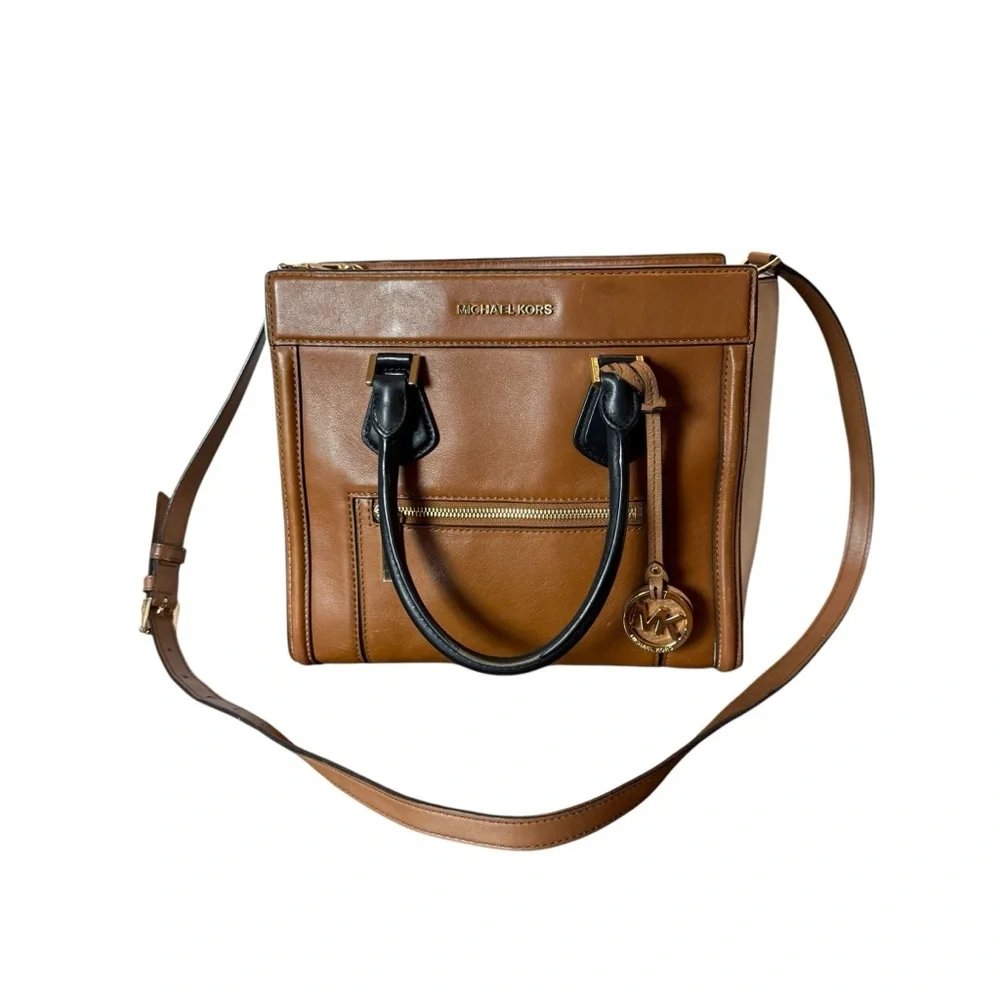 MICHAEL KORS MEDIUM TOTE COLLETTE BROWN BLACK SATCHEL BAG